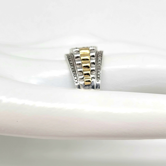 SOLD-EFFY Mens 1/2CTTW Black Diamond and Clear Diamond Ring in 925 Sterling - Picture 6 of 13